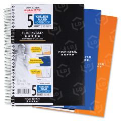 MeadWestvaco Day Runner Five Star Notebook - College Ruled - 6" x 9.50" - White Paper