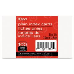 Mead Plain Index Card - 100 per pack