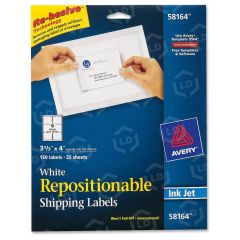 Avery 4" x 3.33" Rectangle Repositionable Mailing Label (Inkjet) - 150 per box