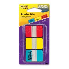 Post-it Durable Index Tab - 1 per pack Write-on - 1 Pack - Red, Blue, Yellow Tab