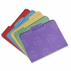 Recycled Single-ply Top Tab File Folder Letter - 8.5" x 11" - Blue, Red, Green, Yellow, Purple