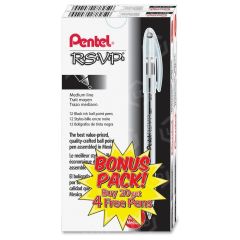Pentel R.S.V.P. Ballpoint Stick Pens, Black - 24 Pack