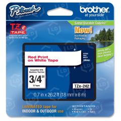 Brother 18mm (0.7") Red on White tape for P-Touch 8m (26.2 ft)