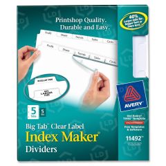 Avery Big Tab Index Maker Clear Label Divider - 25 Per Pack