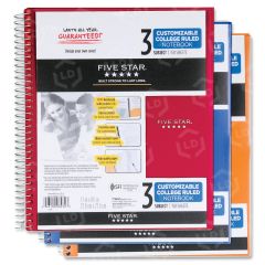 Mead Five Star Customizable College Ruled Notebook - 3 Subject - 100 Sheet - Letter - 8.50" x 11"