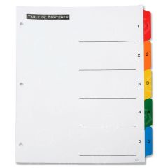 SKILCRAFT 3 Hole Punched Preprinted 1-5 Table of Cont Sheets