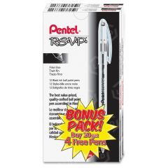 Pentel R.S.V.P. Ballpoint Stick Pens, Black - 24 Pack