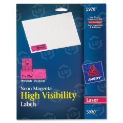 Avery 1 x 2.62" Rectangle High Visibility Labels (Laser) - 750 per pack