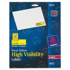 Avery 1" x 2.62" Rectangle High Visibility Labels (Laser) - 750 per pack