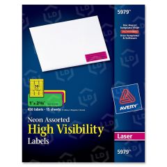 Avery 1" x 2.62" Rectangle High Visibility Labels (Laser) - 450 per pack