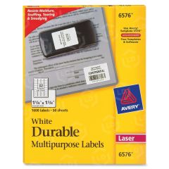 Avery 1.20" x 1.75" Rectangle Durable I.D. Label (Permanent) - 1600 Per Pack