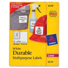 Avery 2" x 2.62" Rectangle Permanent Durable I.D. Label (Laser) - 750 Per Pack