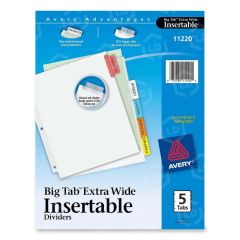 Avery WorkSaver Extra Wide Big Tab Divider - 5 per set