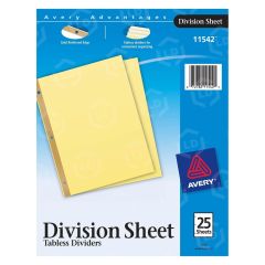 Avery Gold Line 3-Hole Reinforced Sheet Dividers - 25 per pack