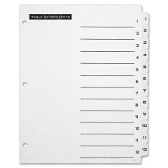 Avery Black-and White Table of Content Tab Dividers - 12 per set