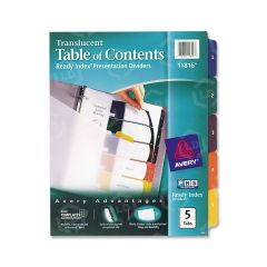 Avery Ready Index Translucent Table Of Content Dividers - 5 per set