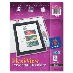 Avery Flexi-View Presentation Two Pocket Folder - 8.50" x 11" - Black, Translucent