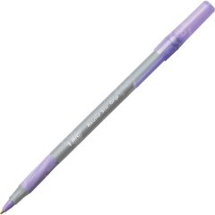 BIC Round Stic Comfort Grip Pen, Purple - 12 Pack