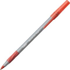 BIC Round Stic Comfort Grip Pen, Red - 12 Pack