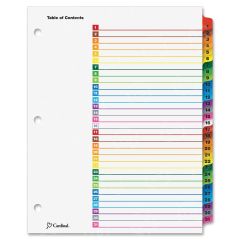 Cardinal OneStep Printable Table of Contents and Dividers - 31 per set
