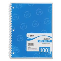 Mead One Subject Notebook - 100 Sheet - Wide Ruled - 8" x 10.50"