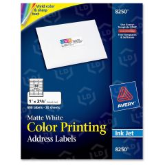 Avery 1" x 2.62" Color Inkjet Printing Labels (Inkjet) - 600 per pack