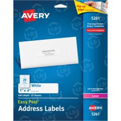 Avery 1" x 4" Rectangle Address Label (Easy Peel) - 500 per pack