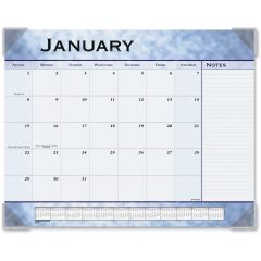 Visual Organizer Marble Look Slate Blue Desk Pad Calendar