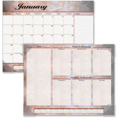 Visual Organizer Marble Look Desk Pad Calendar