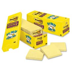 Post-it Super Sticky Note Office Pack - 24 per pack - 3" x 3" - Canary
