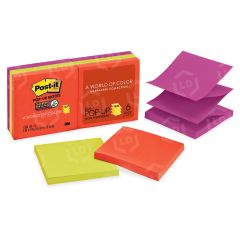 Post-it Super Sticky Electric Glow Pop-up Notes - 6 per pack - 3" x 3" - Assorted