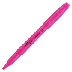 Integra Pen Style Fluorescent Pink Highlighter - 12 Pack