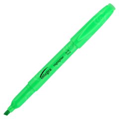 Integra Pen Style Fluorescent Green Highlighter - 12 Pack