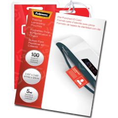 Fellowes Glossy Pouches - ID Tag punched, 5 mil, 100 pack - 100 per pack