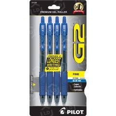 Pilot G2 Retractable Gel Ink Pen, Blue - 4 Pack