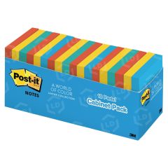 Post-it Notes in Assorted Bright Colors - 18 per pack - 3" x 3"