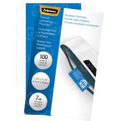 Fellowes Glossy Pouches - Business Card, 7 mil, 100 pack - 100 per pack