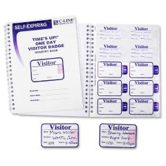 C-line Times Up! Self-expiring Visitor Badges with Registry Log - 150 per box