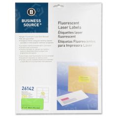 Business Source Fluorescent Laser Label - 250 per pack 2" Width x 4" Length - Laser - Neon Green