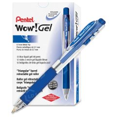 Pentel WOW! K437 Permanent Gel Pen, Blue - 12 Pack