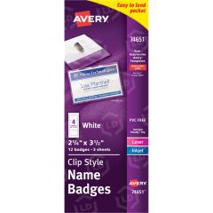 Avery Clip Style Name Badges - PK per pack