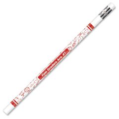 Moon Products Decorated Wood Pencil, First Graders Are #1, #2, White Barrel, Dozen - 12 per dozen