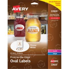 Avery Easy Peel Oval Label - 2" x 3.33" Gloss White - 80 per pack