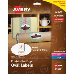 Avery Oval Label 2" x 3.33"- Textured Matte White - 80 per pack