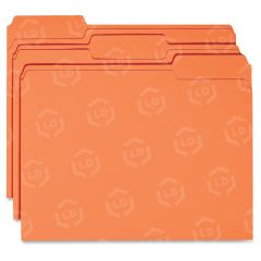 Business Source Colored File Folder - 100 per box 1/3 Tab Cut - 11 pt. - Orange