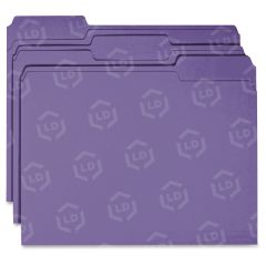 Business Source Colored File Folder - 100 per box 1/3 Tab Cut - 11 pt. - Purple
