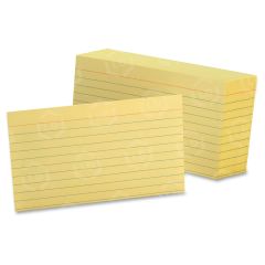 Oxford Colored Ruled Index Cards - 100 per pack - 5" x 8" - Canary