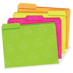TOPS File Folder, 3 Tab Positions, Letter, Glow Assorted, 24/pk - 24 per pack