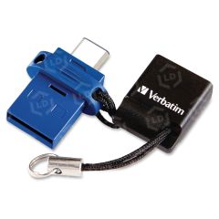 Verbatim 32GB Store 'n' Go Dual USB Flash Drive for USB-C Devices - Blue