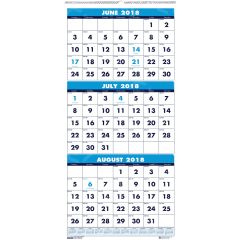 Three-month Horizontal Wall Calendar